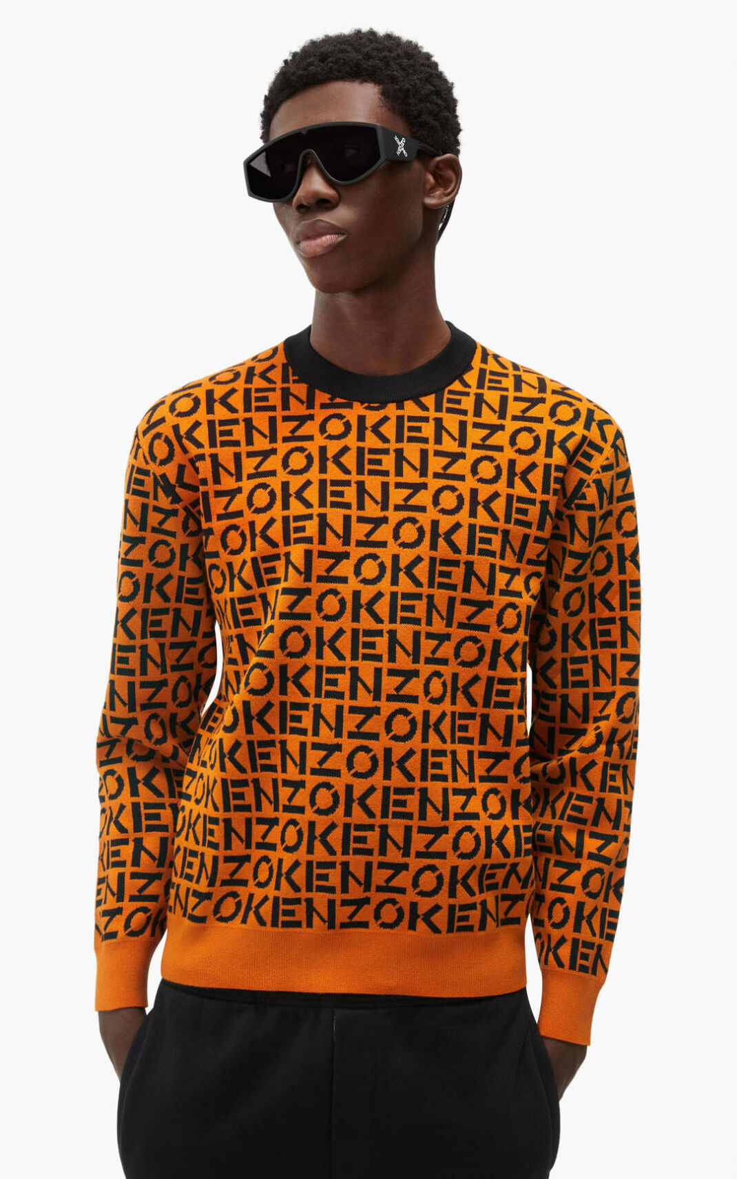 Pull Kenzo Homme Sport monogram Orange Foncé LFMBA-3149